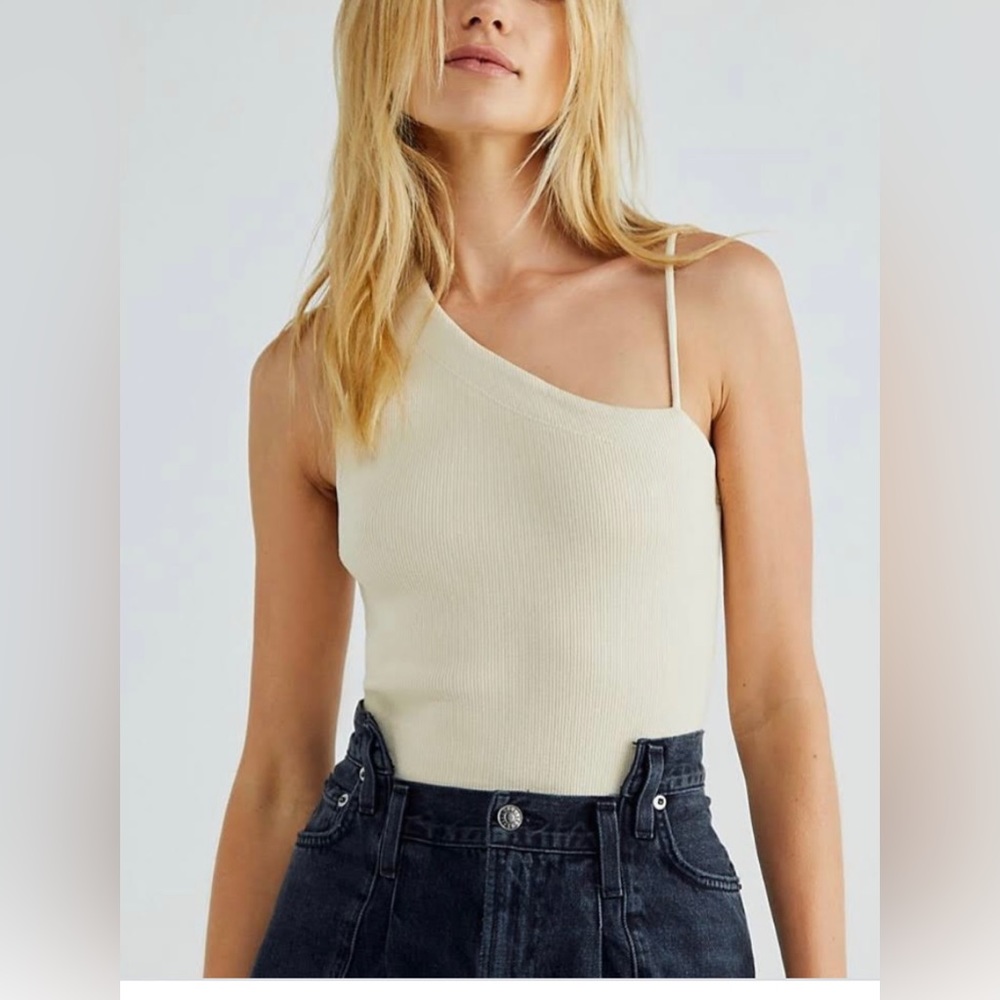 Free People Tan Lines Ribbed One Shoulder Tank